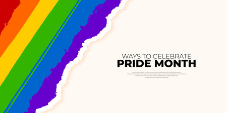 Vector pride month horizontal banner template with paper cut style new designのイラスト素材