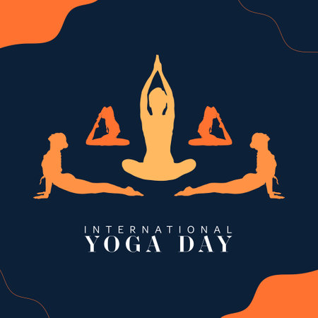 International Yoga Day vector illustration social media banner, poster design. June 21st celebrates world yoga dayのイラスト素材