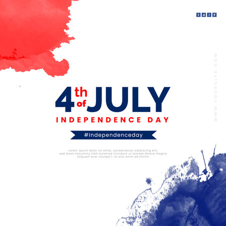 Vector 4th of july independence day social media post template with watercolorのイラスト素材