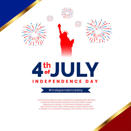 Vector flat 4th of july independence day social media post templateのイラスト素材