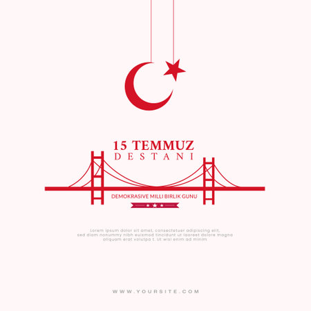 15 temmuz post design vector file, The Democracy and National Unity Day of Turkey. 15 july banner design. Illustrationのイラスト素材