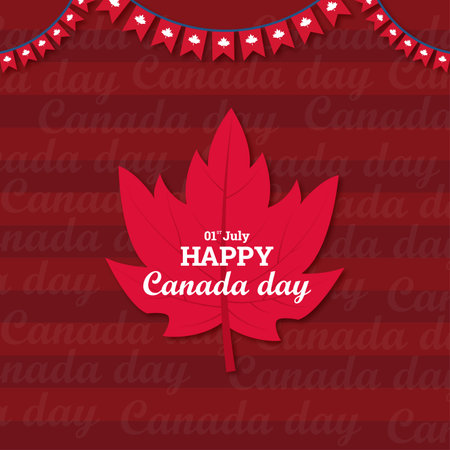 Happy Canada Day greeting social media post with maple leaf vector and canada day text patternのイラスト素材