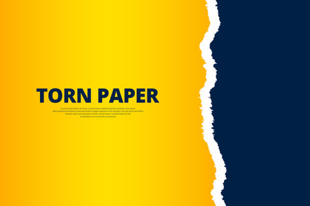 Vector blue and yellow torn paper sheet banner designのイラスト素材