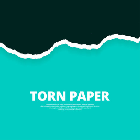 Dark green torn paper effect banner design with light skyblue backgroundのイラスト素材