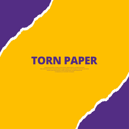 Purple torn paper effect banner design with yellow backgroundのイラスト素材