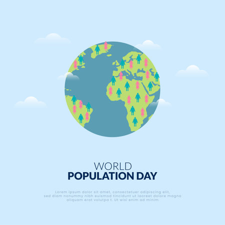 World Population Day 11th july , earth map population post, banner, Design social media template designのイラスト素材