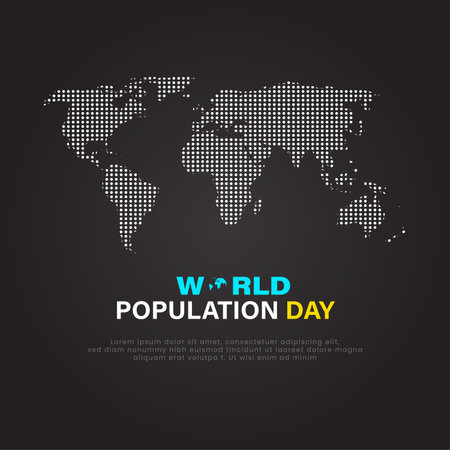 World Population Day, social media post design with world mapのイラスト素材