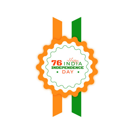15th August Happy 76 Independence Day advertisement flat label design vector fileのイラスト素材