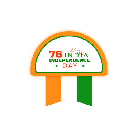 15th August Happy 76 Independence Day advertisement flat label design vector fileのイラスト素材