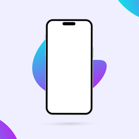 Vector smartphone Mockup Fully Editable File, Replaceable Screen, light purple Backgroundのイラスト素材