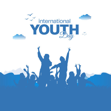 International youth day greeting 12 august social media post or banner design with enjoying up celebrate vector fileのイラスト素材