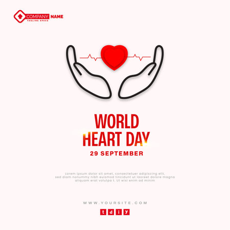 World Heart Day 29th september Banner or poster Designのイラスト素材