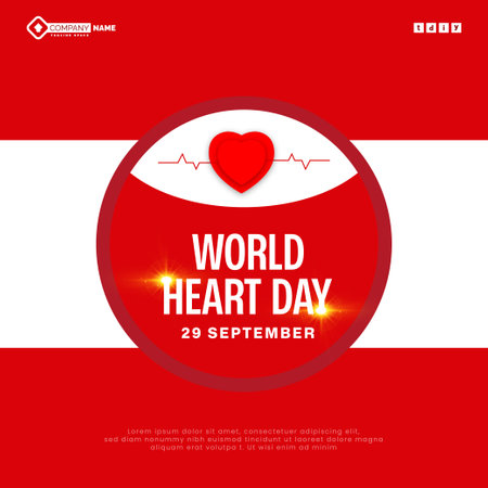 World Heart Day 29th september Banner or poster Designのイラスト素材