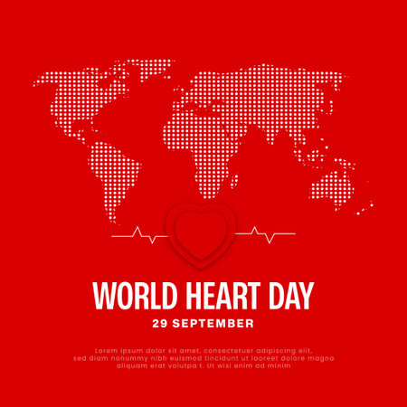 World Heart Day 29th september Banner or poster Designのイラスト素材