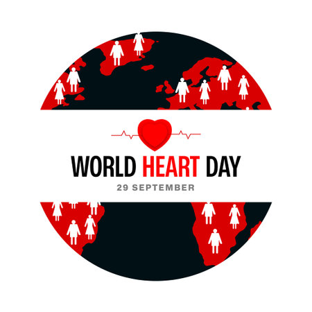 World Heart Day 29th september Banner or poster Designのイラスト素材