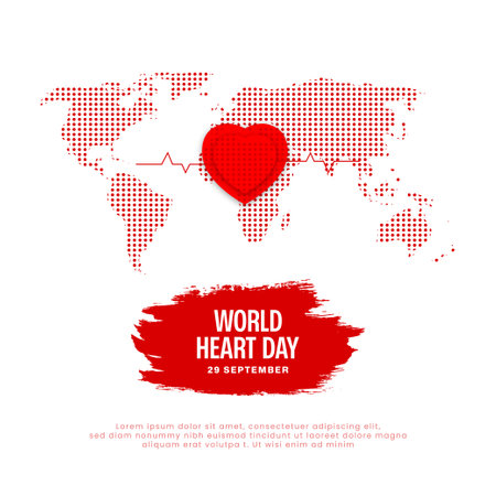 World Heart Day 29th september Banner or poster Designのイラスト素材