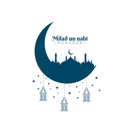 milad un nabi wishes card with text and mosque banner or poster designのイラスト素材