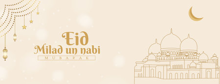 Happy milad un nabi cream colour background poster designのイラスト素材
