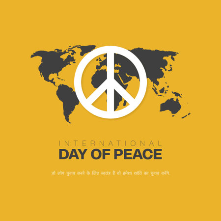 international peace day template with symbol yellow post designのイラスト素材