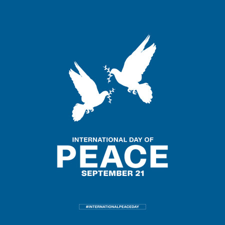 international peace day template with pigeon social media post designのイラスト素材