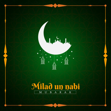 Vector green milad un nabi festival card design vector fileのイラスト素材