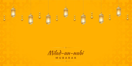 Vector beautiful yellow milad un nabi festival card design vector fileのイラスト素材