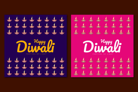 Hindu festival diwali box pattern banner with diya or lamp elements social media post or banner vector illustrationのイラスト素材