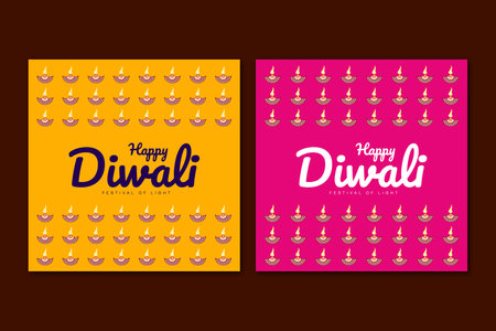 Traditional diwali box pattern banner with diya or lamp elements post or banner vector illustrationのイラスト素材