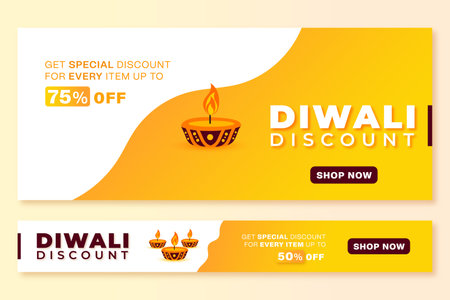 Traditional diwali discount and offer yellow background celebration template poster or banner vector illustrationのイラスト素材