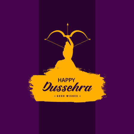 Traditional happy dussehra festival card with ram bow arrow banner or post design vector fileのイラスト素材