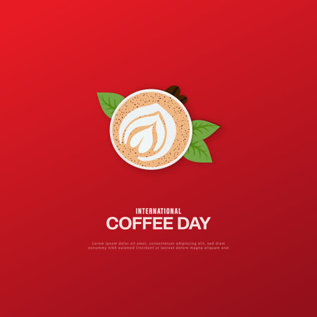 international Coffee Day greeting card seeds vector illustration.のイラスト素材
