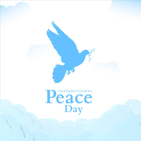international peace day template with pigeon and cloud post design vector fileのイラスト素材