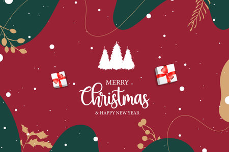 Vector merry christmas flat greeting card or banner with xmas design vector fileのイラスト素材