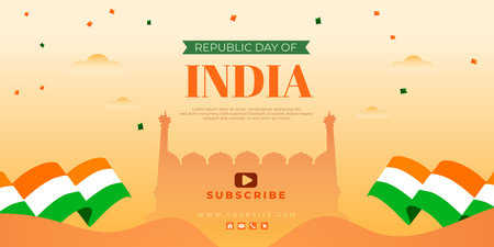 indian republic day cream color background design for social media banner or poster with indian flagのイラスト素材