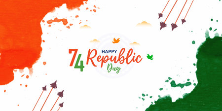 Indian republic day wishing or greeting banner vector illustrationのイラスト素材