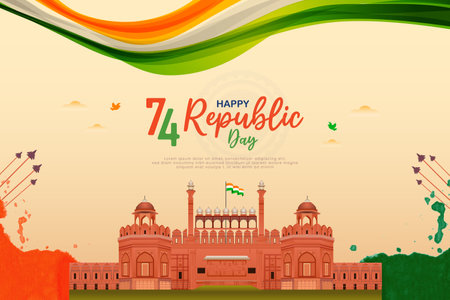 Indian republic day wishing or greeting banner vector illustrationのイラスト素材