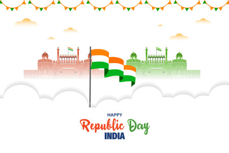 Indian republic day wishing or greeting banner vector illustrationのイラスト素材