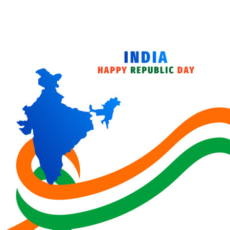 India happy republic day 26 january post or banner design with white background india map vector illustrationのイラスト素材