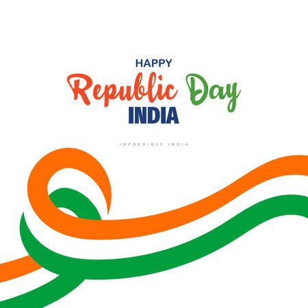 Vector Republic day wishes 26 january post or banner design with flag white background vector illustrationのイラスト素材