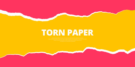 Pink torn paper on yellow background vector fileのイラスト素材
