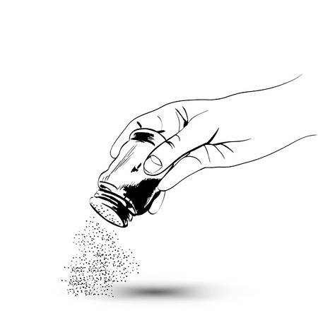 Hand with salt shaker Stock Illustrationのイラスト素材