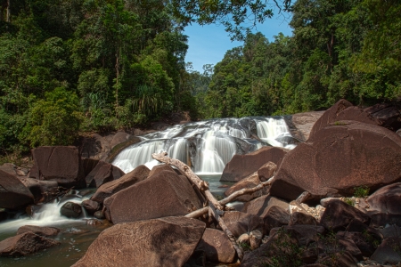upeh guling waterfall at malaysia johor national park endau rompinの写真素材
