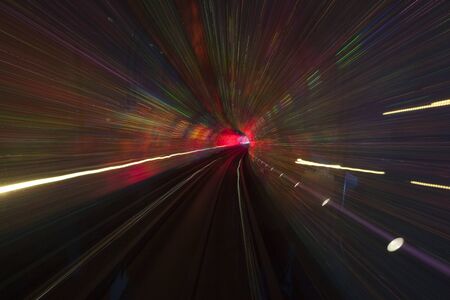 Long Exposure Inside a Lighted Tunnel 