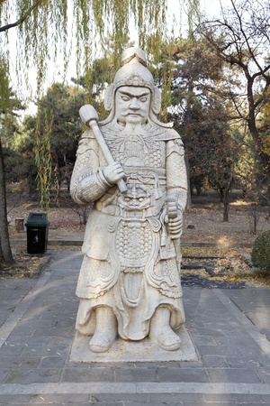 Chinese Warrior Statue On The Sacred Way Of The Ming Tombs のeditorial素材