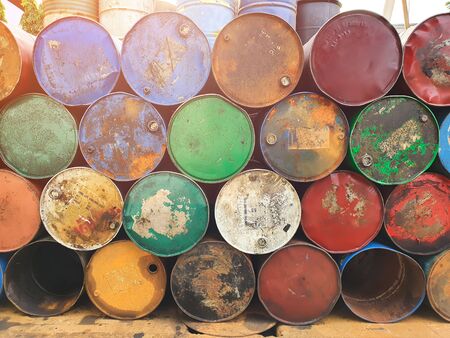 The old 200 liter fuel tank.Chemical dump.の写真素材