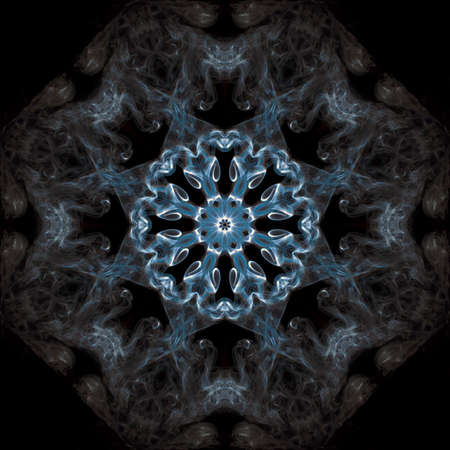 symmetry patterns of smoke on black backgroundの写真素材