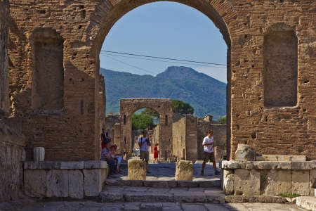 Pompei is a ruined Roman city near modern Naples in the Italian region of Campania の写真素材