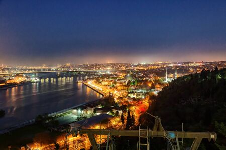 view of the night lights of Istanbulの写真素材