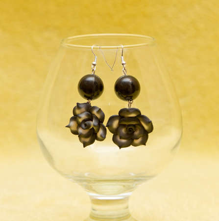 earrings made from balls and small figuresの写真素材