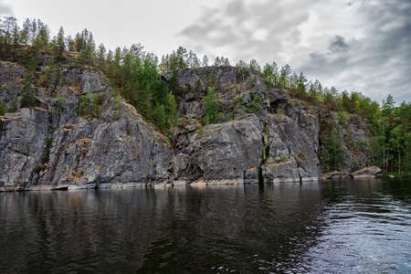 Landscapes of the shores of Lake Ladoga and Ladoga skerries.の写真素材
